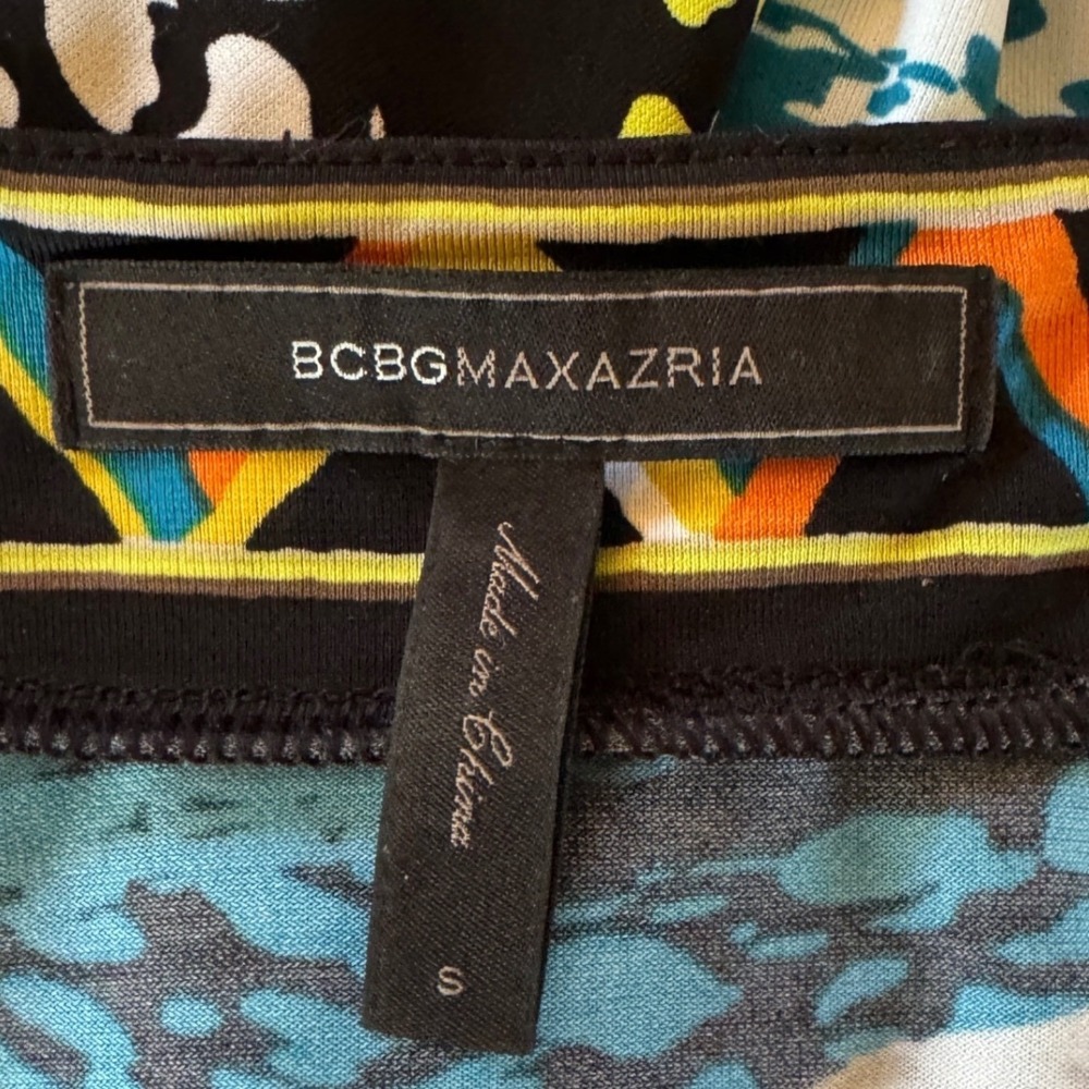 BCBGMAXAZRIA‎ Women's Black Multi Color Geometric Print Halter Mini Dress Size S - Picture 8 of 10